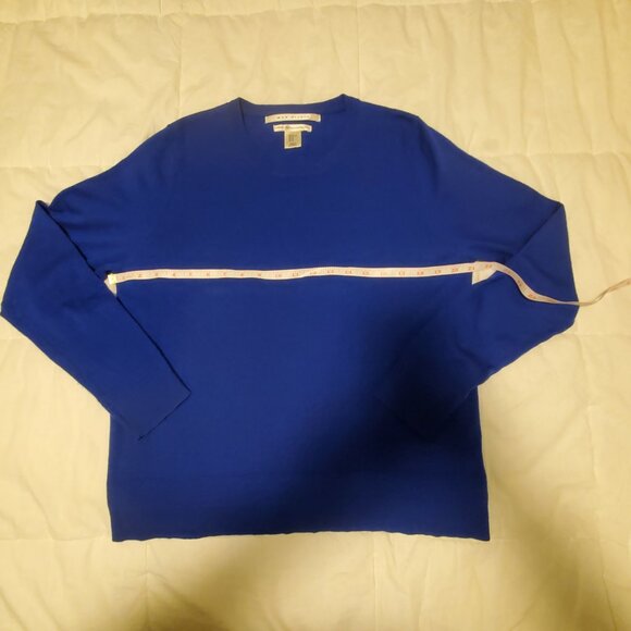 Max Studio Women's 100% Extra Fine Merino Wool Blue Pullover Sweater Size L-XL - Picture 6 of 11